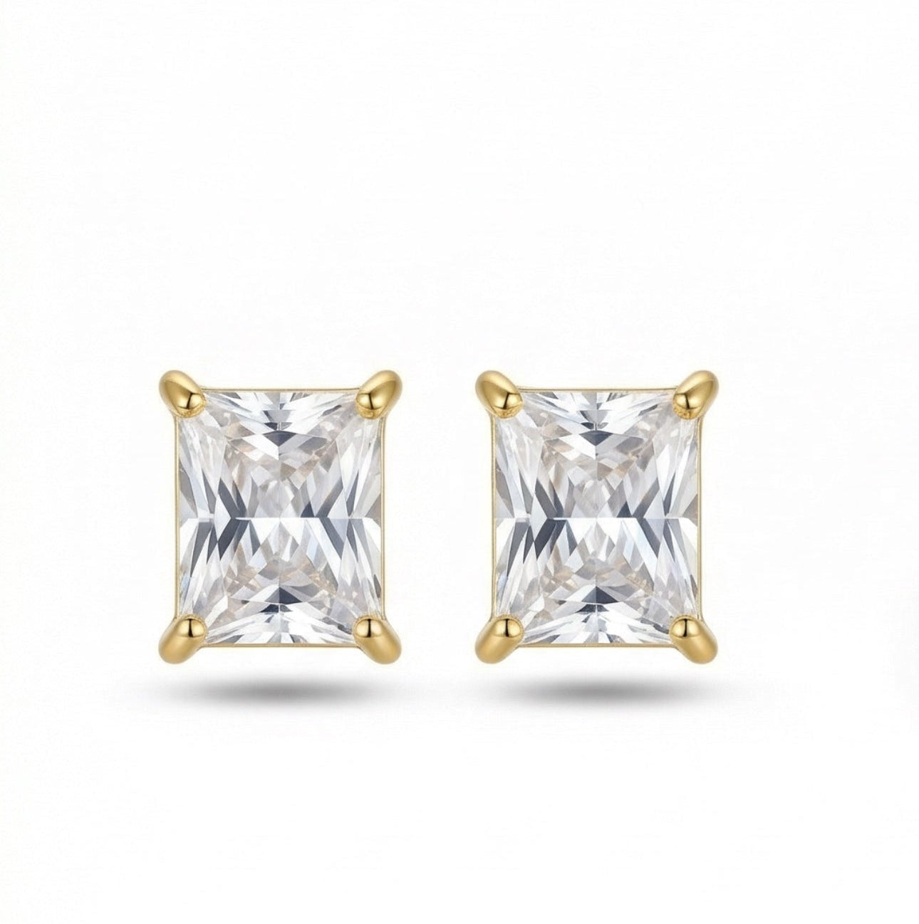Gold Square Stud Earrings