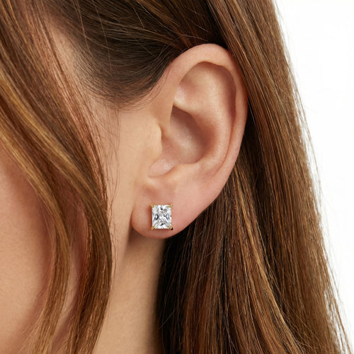 Gold Square Stud Earrings