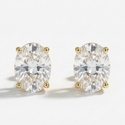 Gold Oval Stud Earrings